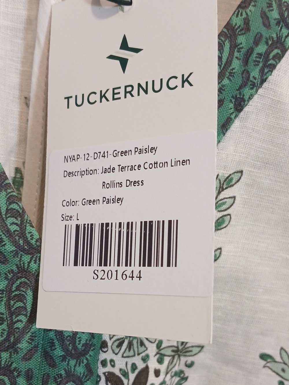 Tuckernuck  Jade Terrace Cotton Linen Rollins Dress Sz L NWT - Picture 4 of 7